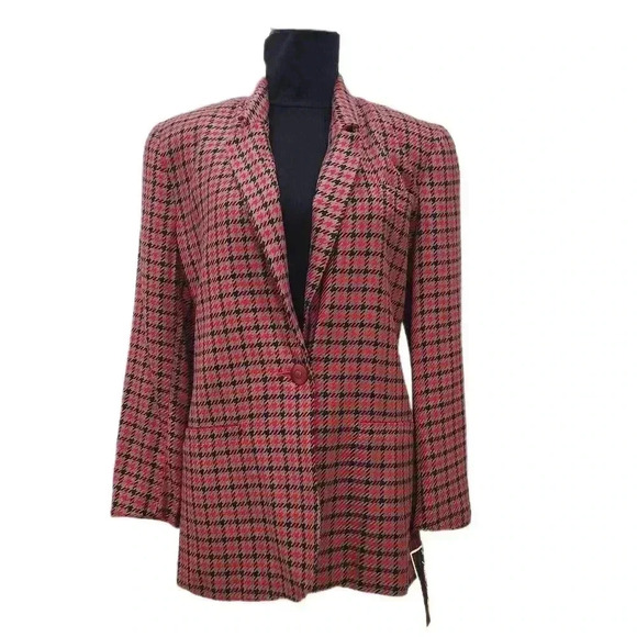Vintage Paul Stanley Red Black Plaid Blazer • Power Suit Jacket • Women's 4 - Picture 4 of 13